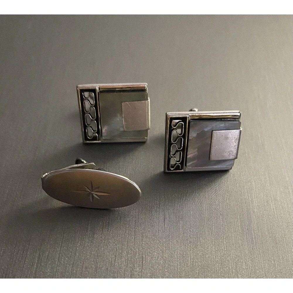 VTG Gold Tone & Silver Tone Cufflinks Tie Clips Tack Pin Lot Men's Accessory
